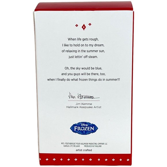 Walt Disney Hallmark Ornament Olaf In Summer Frozen Movie Snowman 2015 New - Picture 9 of 11